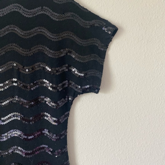 Xhilararion Women’s Short Sleeve Little Black Sequence Mini Dress Size Medium - Picture 13 of 16